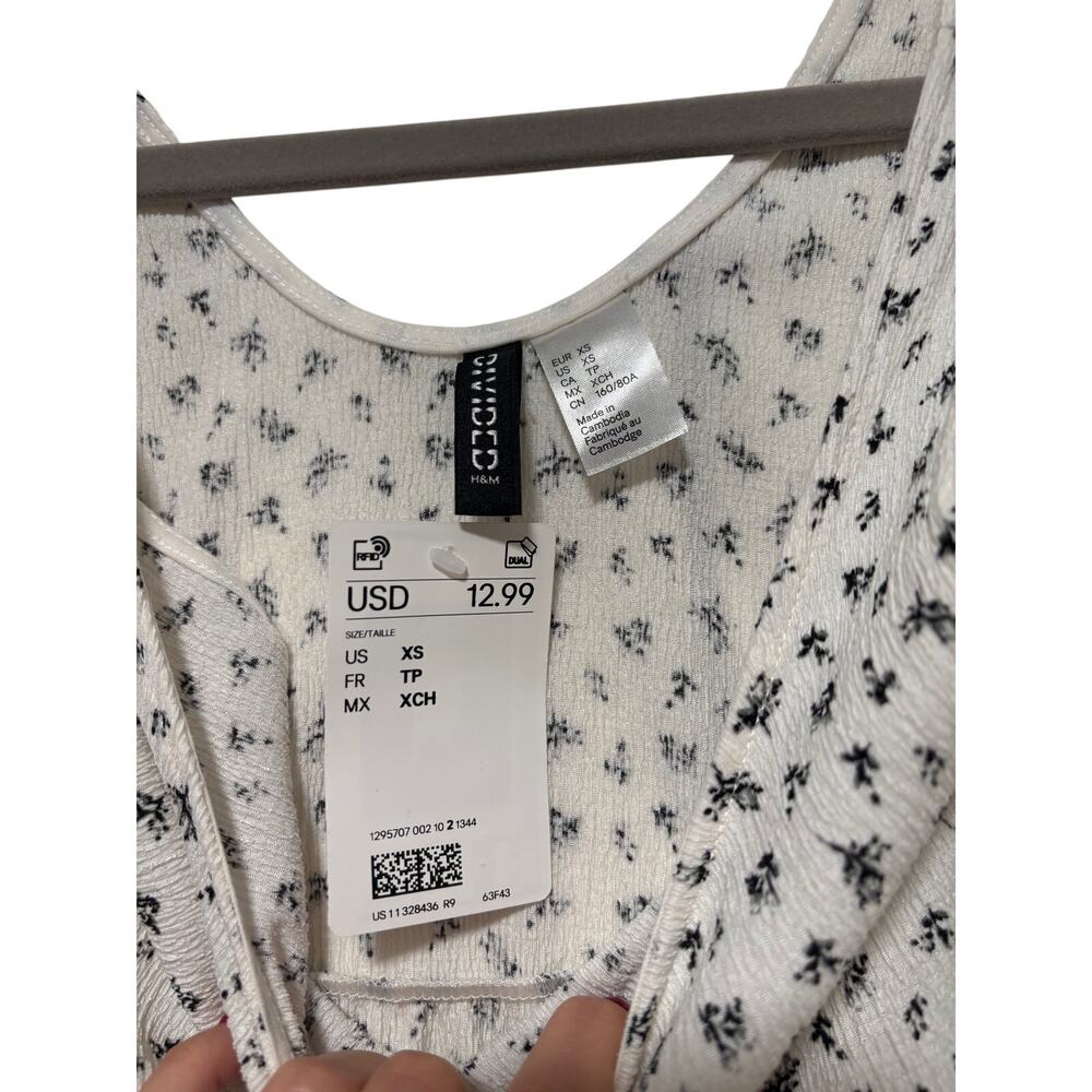 H&M XS White Black Palm Tree Pattern Tank Dress - Picture 5 of 9